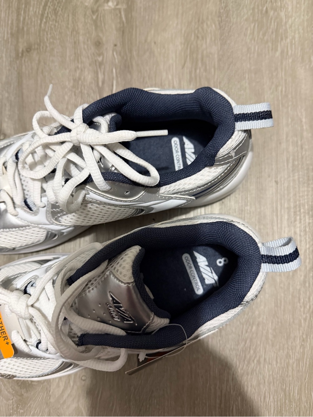 Avia White and Navy Mesh Athletic Sneakers